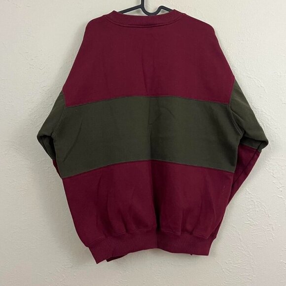 90s red green colorblock henley sweatshirt - Picture 4 of 7